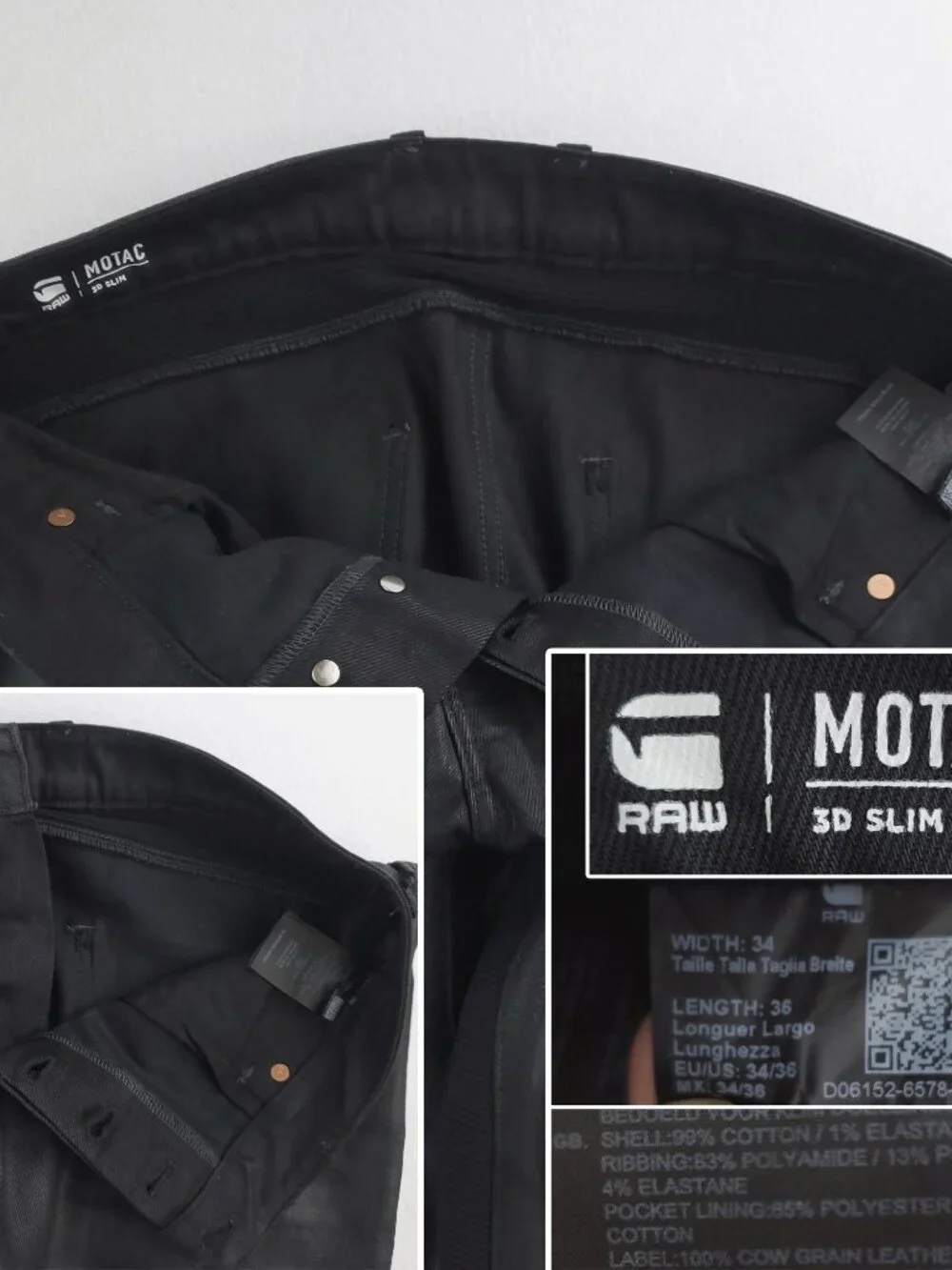 G-Star Raw Motac 3D Slim Coated Denim Pants Moto Style Men 